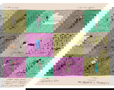 Dapper Bruce Lafitte (Davenport) (US, b. 1972): Dapper Bruce Lafitte (Davenport)(American/Louisiana, b. 1972)"My Grandpa's Favorites", 2015marker on papersigned and inscribed in several places en recto and verso.Unframed.19" x 24" Provenance: