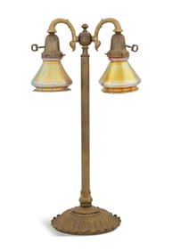 Bronze and Steuben Glass Table Lamp
