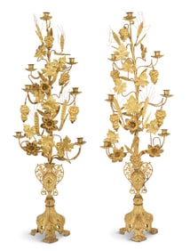 Pair of French Gilt-Brass Candelabra