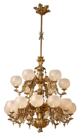 Impressive Gilt-Bronze Two-Tier Gasolier
