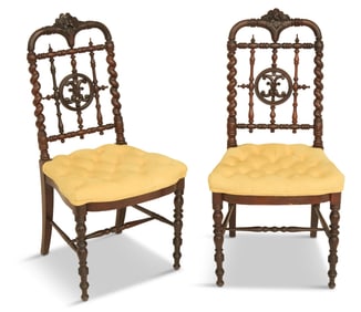 Pair of Elizabethan-Style Rosewood Child's Chairs