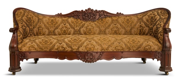 Rare American Gothic Revival Rosewood Sofa