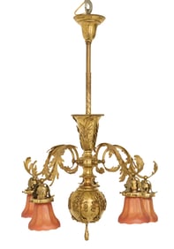 French Fin-de-Siecle Brass Chandelier