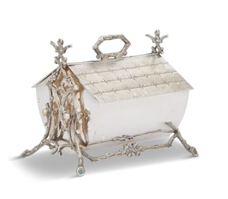 Victorian Silverplate "Cottage" Biscuit Box