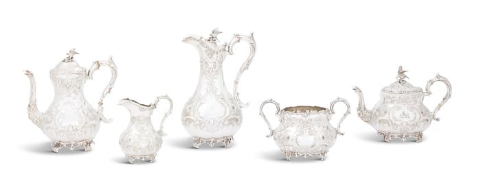 Assembled Victorian Silverplate Tea Set