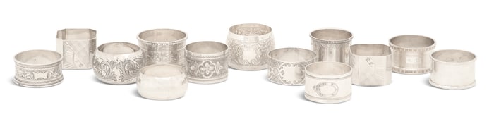 Thirteen English Sterling Silver Napkin Rings