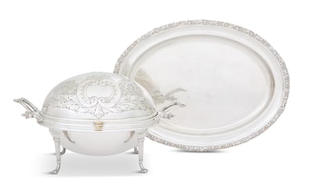 English Silverplate Platter and Vegetable Dish