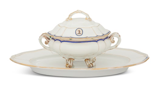 Armorial Porcelain Covered Tureen and Platter
