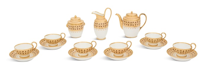 Sevres "Fond Nankin" Partial Tea Service