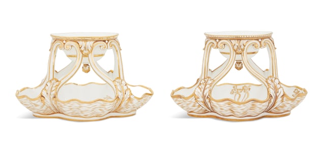 Pair of French Porcelain Serving Stands