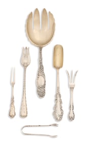 Six American Fancy Sterling Silver Serving Pieces