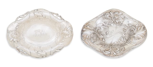 Two American Art Nouveau Sterling Bonbon Dishes