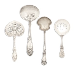 Four American Small Floral Sterling Servers