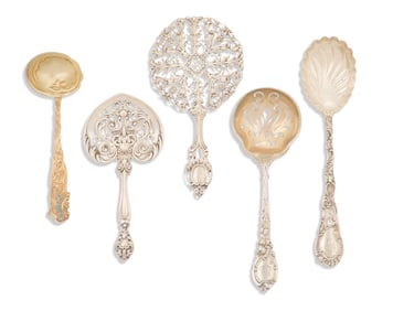 Five American Fancy Small Sterling Serving Pieces