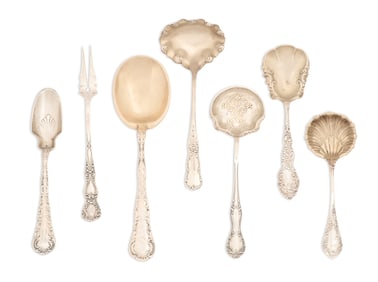 Seven Fancy Small Sterling Serving Pieces