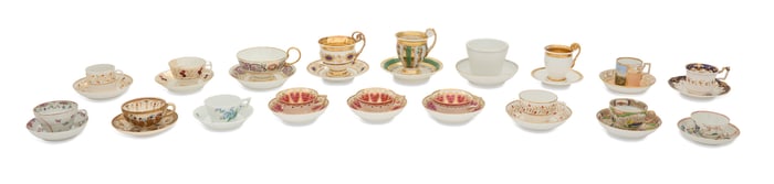 Collection of Eighteen Cups and Saucers