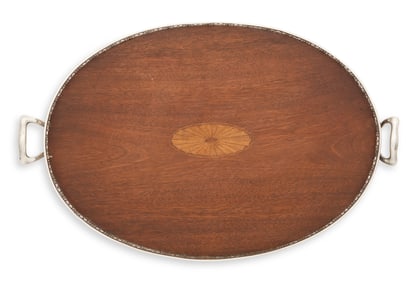Sterling Silver-Mounted Mahogany Tea Tray