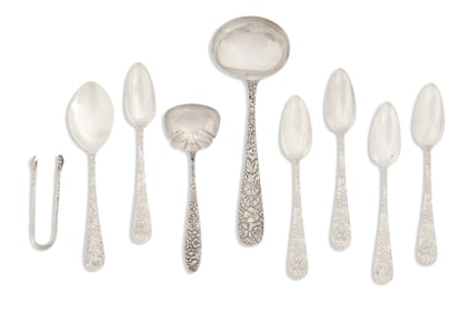 Nine Pieces of "Baltimore Rose" Sterling Flatware