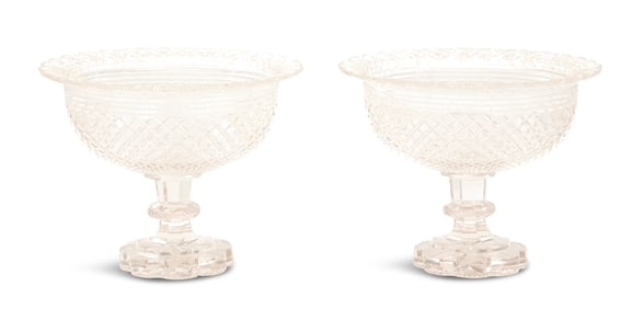 Pair of Edwardian Anglo-Irish Cut-Glass Compotes