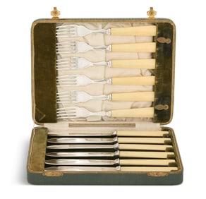 Cased Victorian Silverplate Fish Set
