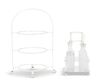 English Silverplate Cruet Frame and Plate Stand