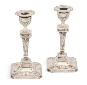 Pair of George V Sterling Silver Candlesticks