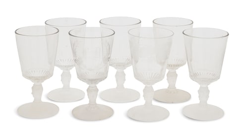 Collection of "Three Face" Pattern Glass Goblets