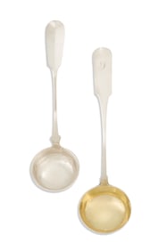 Two German Silver "Fiddle" Ladles