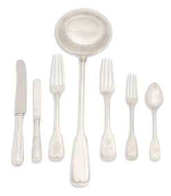 German "Fiddle Thread" Silver Flatware