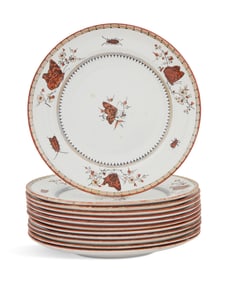 Twelve English Minton Pottery "Butterfly" Plates