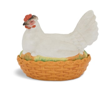 Staffordshire Porcelain Hen-on-Nest Egg Set