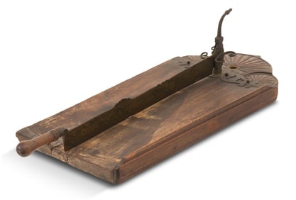 Rare Carved Walnut and Iron Brotschneidebrett