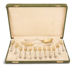 Cased Towle "Rustic" Sterling Silver Salad Set