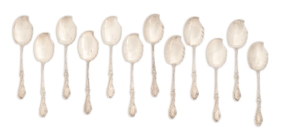 12 Reed & Barton "La Rocaille" Ice Cream Spoons