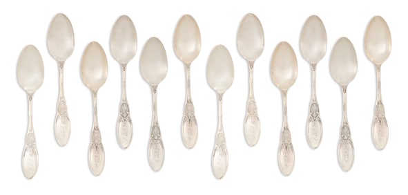 12 Krider & Biddle "Tulip" Sterling Teaspoons
