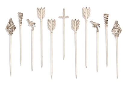 Eleven Continental Silverplate Game Skewers