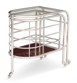 Art Deco-Style Chrome-Plated Bar Cart