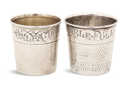 Pair of Sterling Silver Novelty Shot Cups
