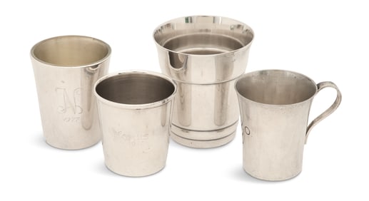 Four Silver and Silverplate Shot Cups