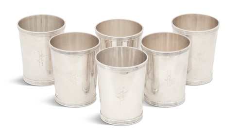 Six Sterling Silver Mint Julep Cups
