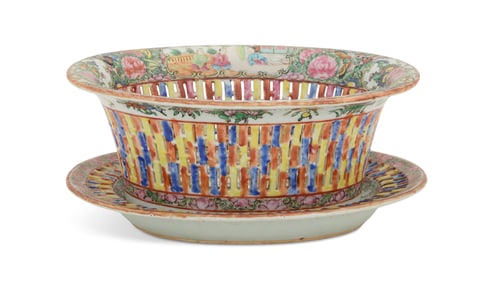 Porcelain Pierced Basket and Underplate