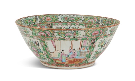 Rose Medallion Porcelain Punch Bowl