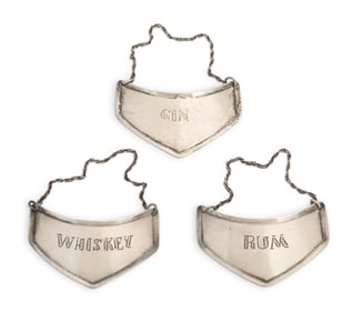 Three Mexican Sterling Silver Bottle Tickets