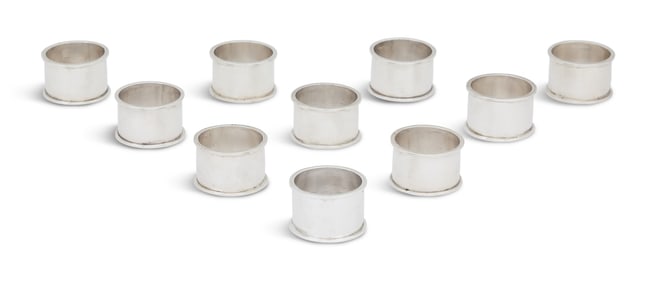 Set of Ten Mexican Sterling Silver Napkin Rings