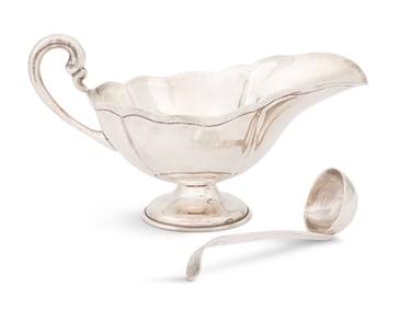 Mexican Sterling Silver Sauceboat and Ladle