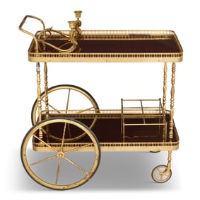Mahogany and Brass-Mounted Trolley Cart