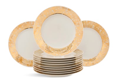 Set of Twelve "Satya" Porcelain Dinner Plates