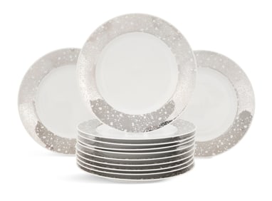 Set of Twelve "Satya" Porcelain Dinner Plates