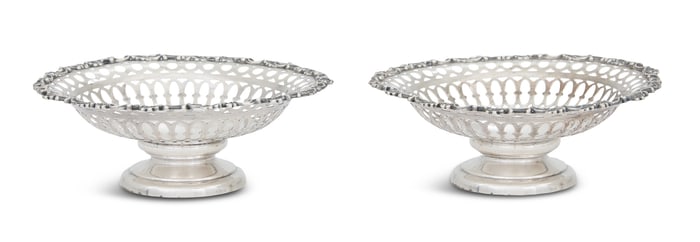 Pair of Sterling Silver Footed Bonbon Dishes