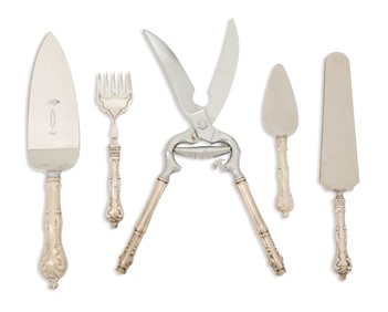 Five Sterling Silver-Handled Serving Pieces